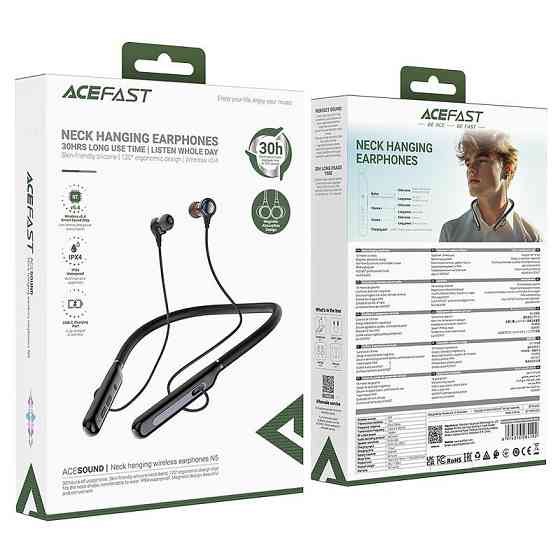Бездротові навушники ACEFAST N5 neck hanging wireless earphones Black Одеса