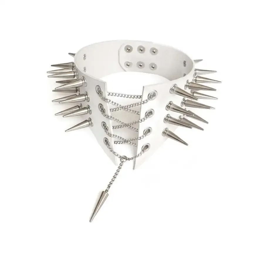 Чокер-комір з шипами Art of Sex - Ariadne, екошкіра, колір білий, XS-M Львів - фото 1