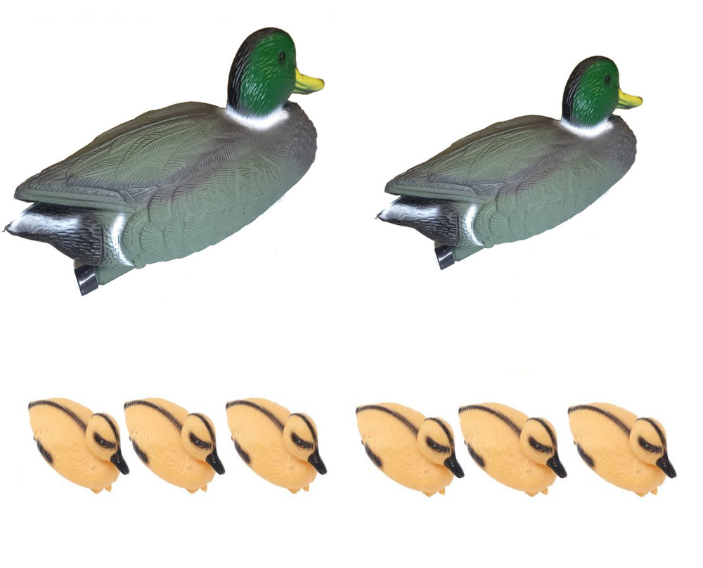 Утята плавающие украшение для пруда 3шт. Селезень 35х14см + Качка зелена 25х10см + Каченята 6шт. Киев - изображение 1