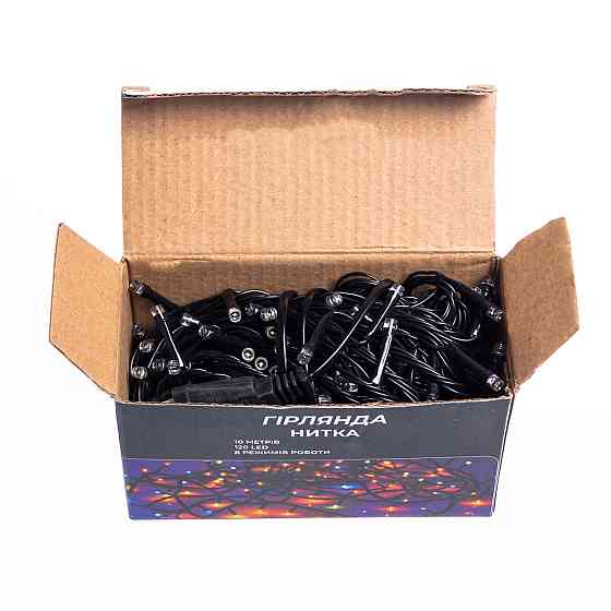 Новорічна гірлянда кімнатна нитка 10 м 120 LED чорний провід Білий W120LED10MBW Київ