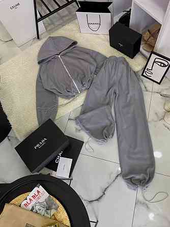 Женский трендовый теплый костюм оверсайз с двойной полар флиса Серый, 48/50 Одесса