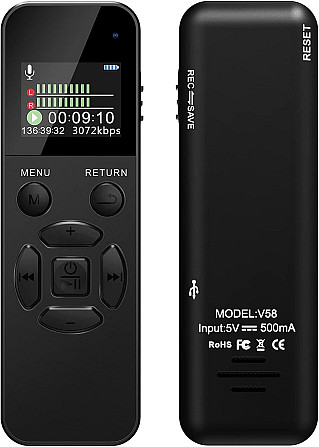 Диктофон VIVANIIR 64GB - V58 голосова активація 1536 Кбіт/с перезаряджуваний пристрій запису з USB-C Дніпро - фото 1