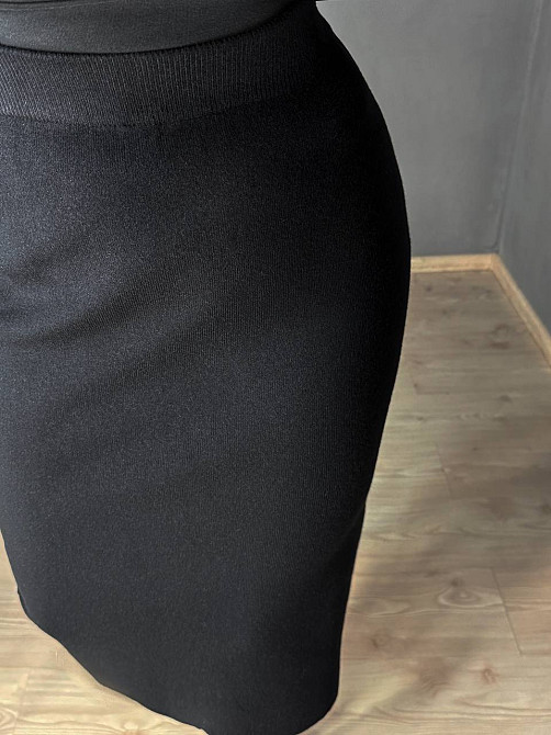 Спідниця жіноча Accorddream 8631 вʼязана міді з розрізом, чорний, one size Київ - фото 6