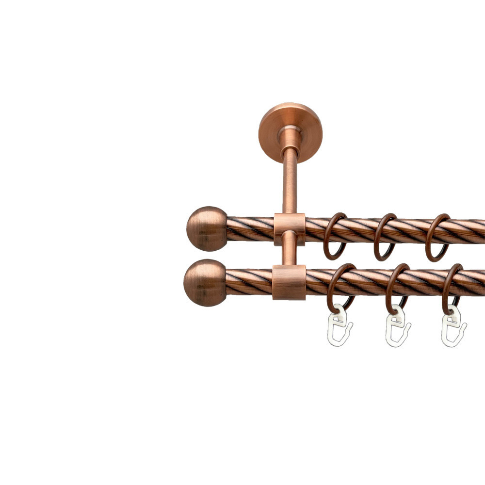 Карниз Orvit Куля Болонь металевий дворядний закритий скручена труба кільце металеве Мідь 16\16 мм 160 см Львов - изображение 1