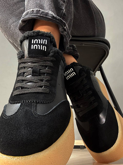 Кеди жіночі Hengji 632-1 утеплені шкіряні з замшею на хутрі чорні, 40, 25 см Київ - фото 14