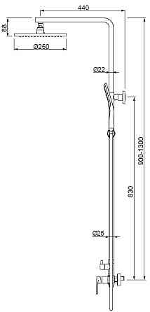 Душова колонна зі змішувачем Koer KB-52028-01, 2 функції (KR5309) Харків