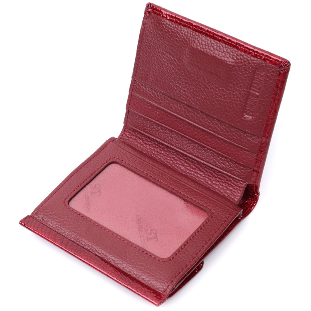 Фактурный женский кошелек из натуральной кожи Красный (ST Leather) Киев - изображение 10