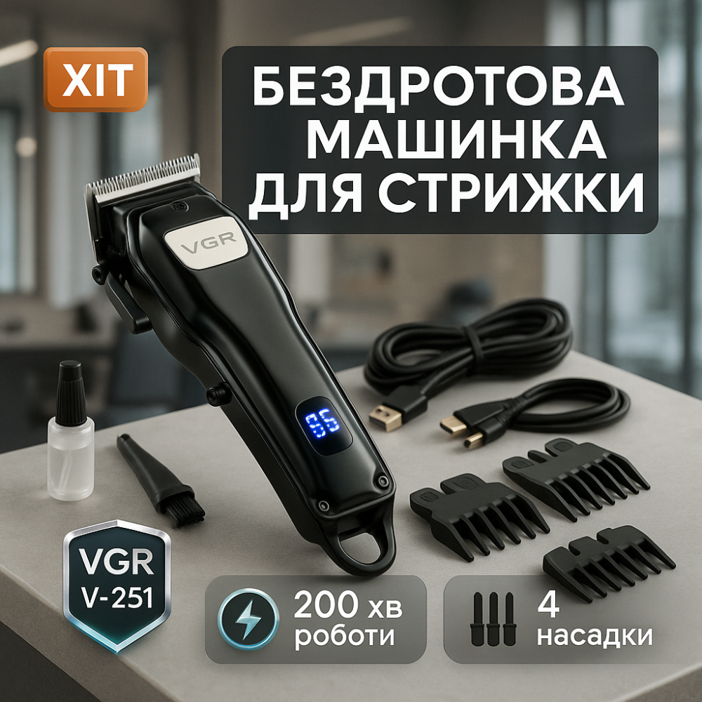 Набір для стрижки з зарядкою, Професійна машинка для волосся Модний машинка стрижки волосся YH-57 Львів - фото 17