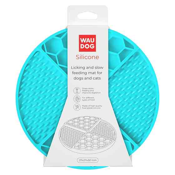 Коврик для слизывания и медленного питания WAUDOG Silicone, 211х211х30 мм, голубой Киев