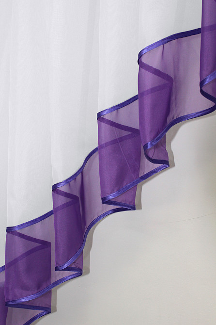 Кухонная занавеска VR-Textil № 023к фиолетовый с белым 150х150 см (50-521) Киев - изображение 3