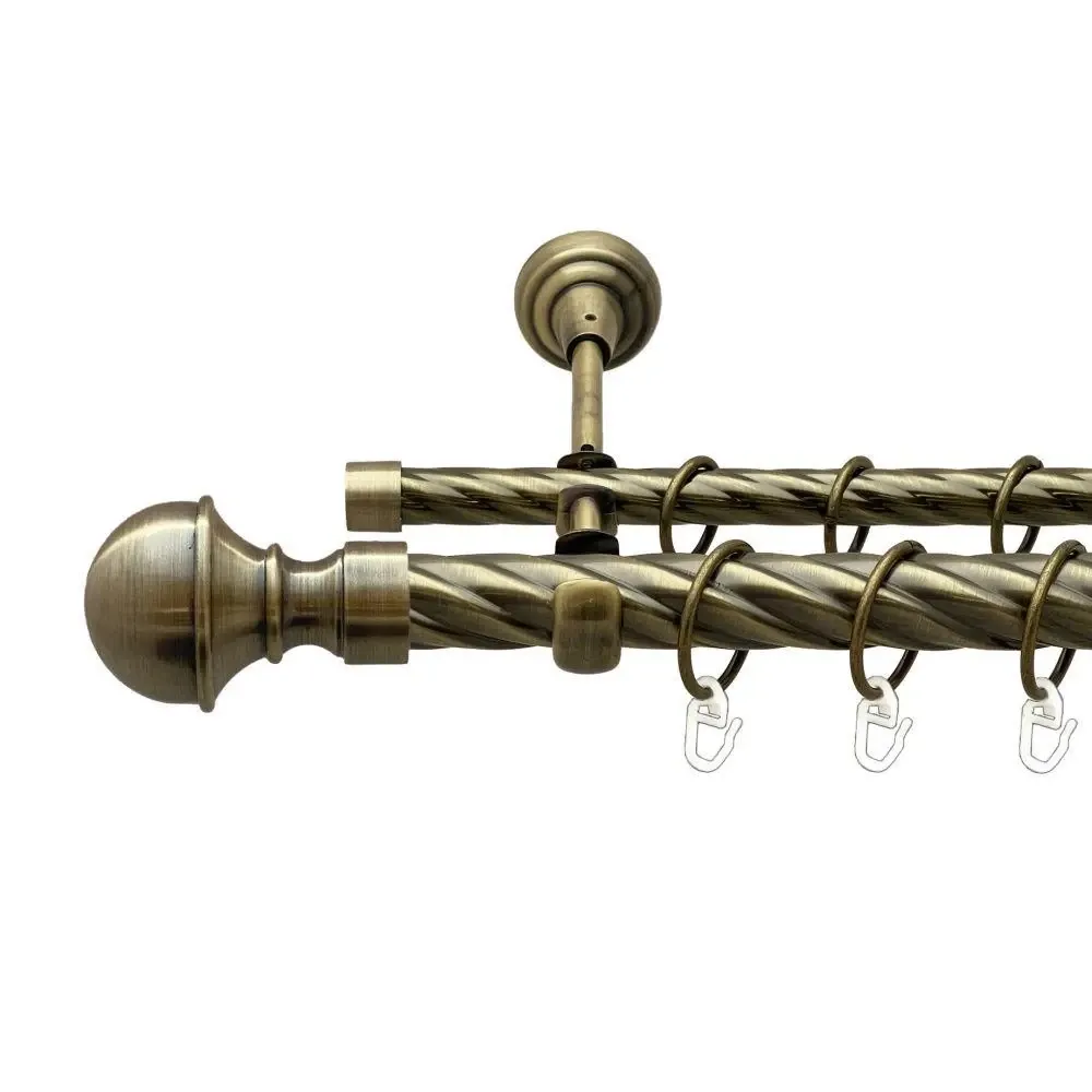 Карниз Orvit Бостон металевий дворядний відкритий скручена труба кільце металеве Антик 25\16 мм 240 см (00-00018055) Львів - фото 1