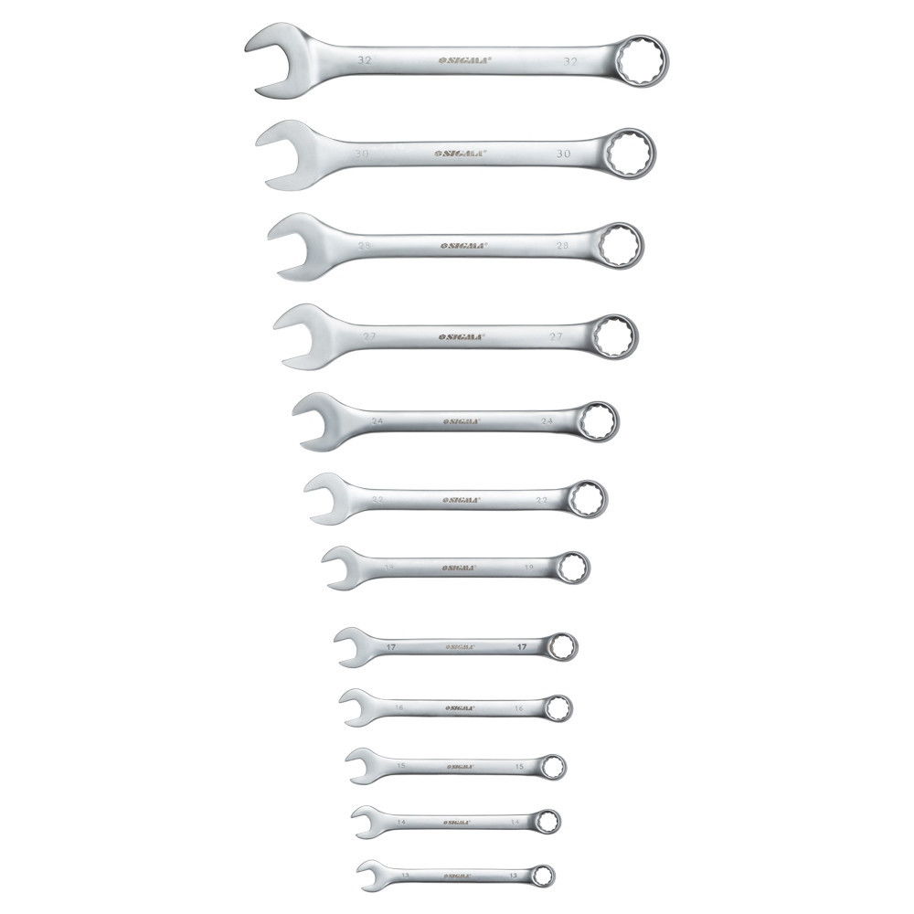 Ключи рожково-накидные 12шт 13-32мм CrV satine (тк чехол) SIGMA (6010211) Ровно - изображение 3
