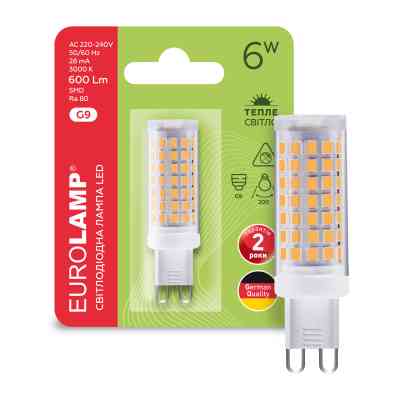Лампочка Eurolamp LED G9 6W 600Lm 3000K (LED-G9-0630(220)) Винница