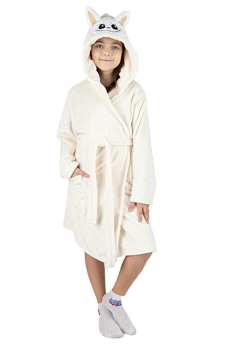 Халат детский теплый, велсофт Лабубу молочный топ Юрма одяг 116 Киев - изображение 1