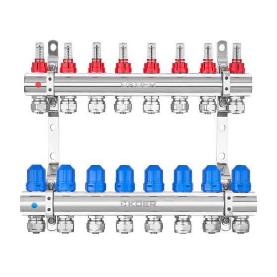 Колекторний блок з витратомірами та євроконусами Koer KR.1210-8 - 1"x8 WAYS (KR5270) Київ