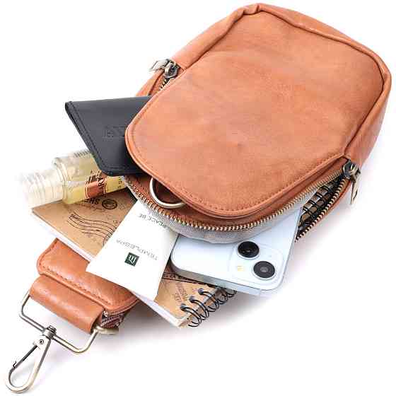 Цікава сумка через плече в модному кольорі з екошкіри Рудий (Vintage) Київ