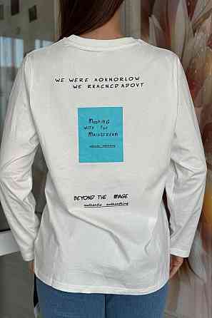 Жіночий стильний зручний лонгслів кулір-турецька бавовна Білий Одеса