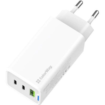 Зарядний пристрій ColorWay GaN Mini 65W PD Port PPS USB (USB-2C1A) white (CW-CHS058PD-WT) Вінниця - фото 10
