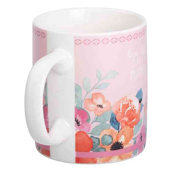 Чашка порцелянова з квітковим принтом 400 (мл) для чаю та кави Рожева RX-N240139P Київ