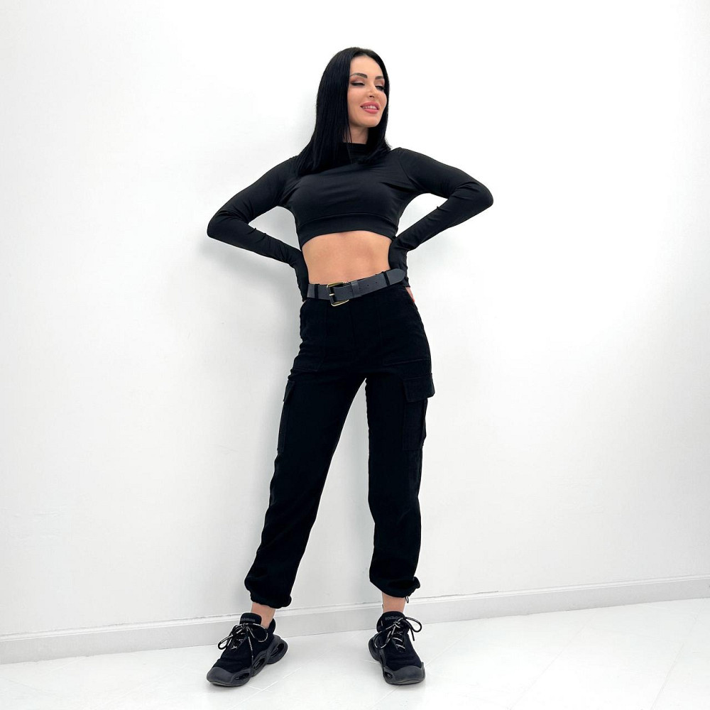 Жіночі вельветові брюки карго "Urban" оптом | Батал Чорний, 52 Київ - фото 1