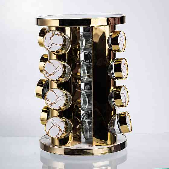 Карусель для спецій 16 банок, білий мармур Київ