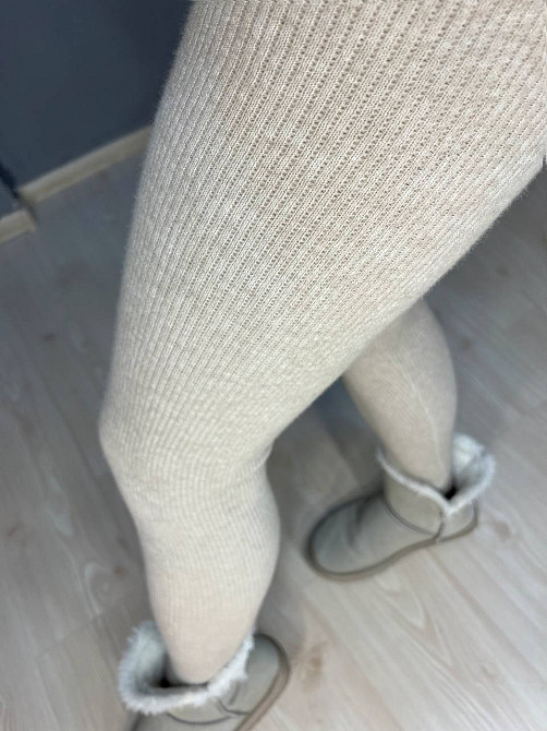 Лосини жіночі U 6161 - 6126 в'язка рубчик теплі з начесом на ангорі one size бежеві, бежевий, one size Київ - фото 9