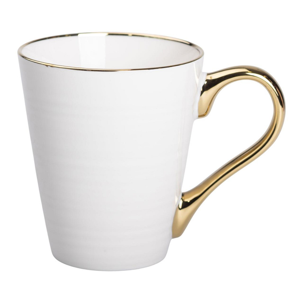 Чашка порцелянова із золотим обідком та позолоченою ручкою 320 (мл) Біла RX-N240624W Коломия - фото 1