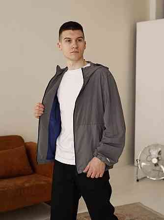 Чоловіча куртка вітрівка темно-сіра Pobedov Neon. Вітрівка для чоловіків легка весняна Київ