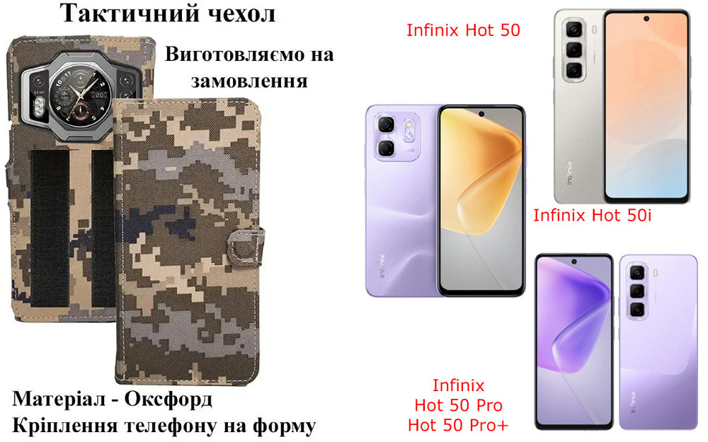 Тактический чехол для Honor Magic6 Lite, Honor Magic6 Pro, крепится к снаряжению на липучке Киев - изображение 1