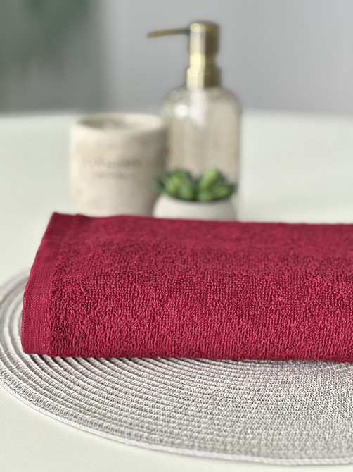 Полотенце однотонное Ideal Textile 50х90 см 400 г/м2 (56860914) Бордовий Черновцы - изображение 8