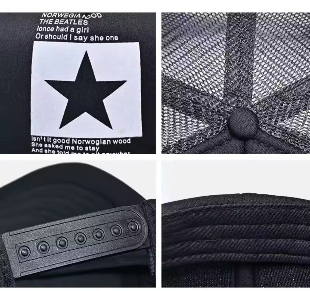 Летняя бейсболка в сеточку с принтом звезда для мужчин и женщин 54-60 черный с белым Киев - изображение 5