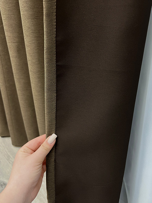 Комплект готових штор VR-Textil Блекаут двосторонній Eclipsе № 1795ш Мигдальний 200х270 см 2 шт (32-112) Київ - фото 15