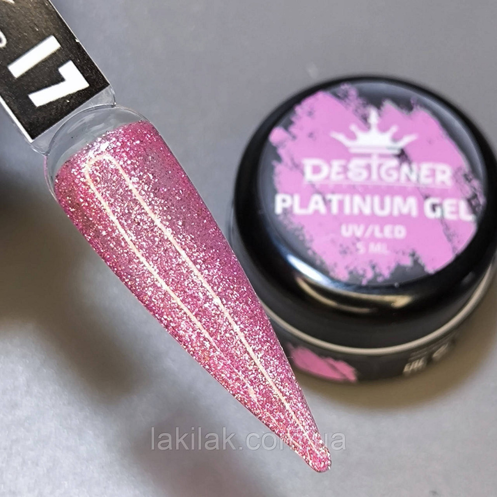 Гель-фарба P17 Designer Platinum Gel з блистками 5мл Херсон - изображение 1