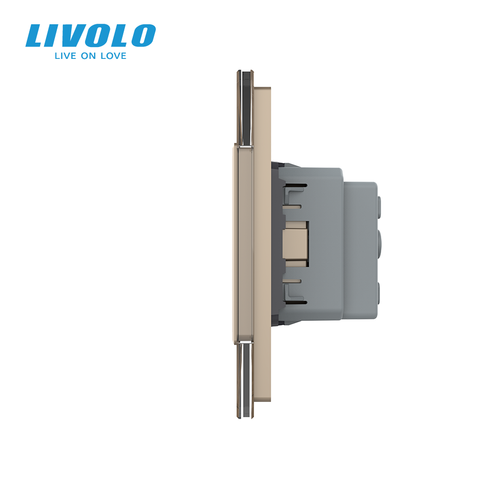 LIVOLO Сенсорний вимикач 2 сенсора (1-1) 1 розетка Livolo золото скло (VL-C701/C701/C7C1EU-13) Коломыя - изображение 8