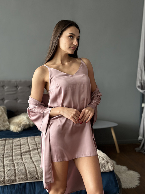 Шелковая ночная рубашка Какао 3XL/4XI Харьков - изображение 7