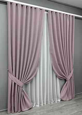 Комплект готовых штор VR-Textil Блэкаут двусторонний ASHEN NIGHT № 1843ш Пудровый 200х270 см 2 шт (32-207) Киев
