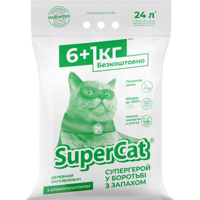Наполнитель для туалета Super Cat Древесный впитывающий с ароматизатором 6+1 кг (12 л) (3552) Винница - изображение 1