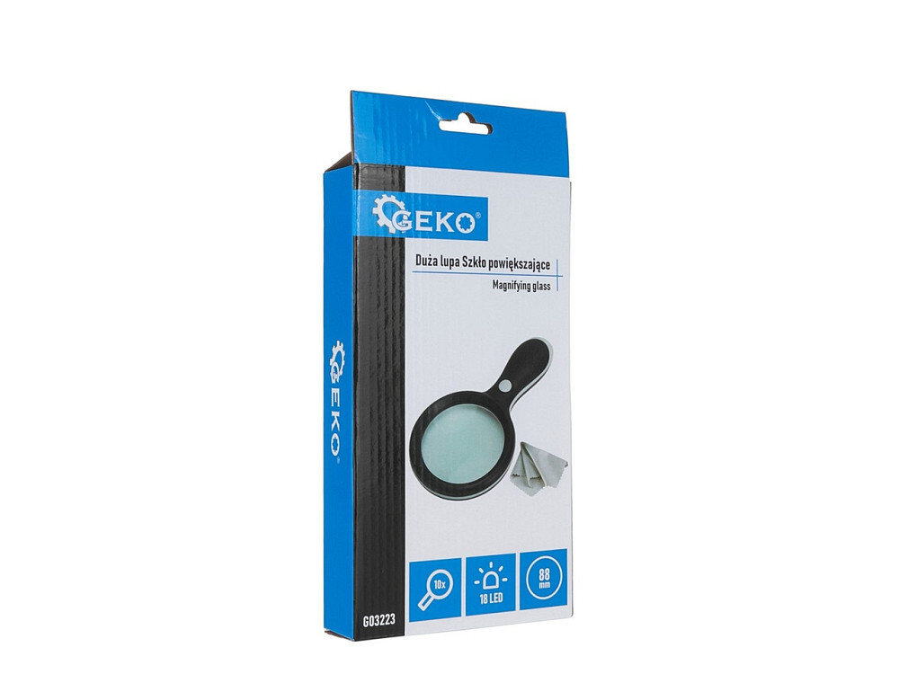 Лупа "GeKo" 10x (10-кратна), діаметр скла  88мм, загальна доржина 213мм з підсвіткою 18-led Київ - фото 5