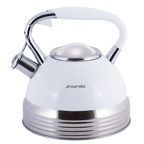 Чайник 2,7л нержавіюча сталь зі свистком з ручкою "soft-touch" (білий,беж,чорний) 0696WH KAMILLE Житомир - фото 2