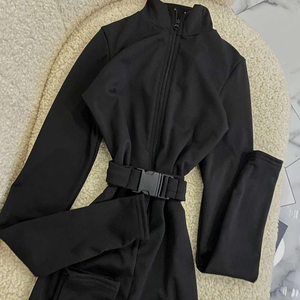 Жіночий стильний термо комбенізон  з поясом з щільного мікродайвінгу на флісі Одеса - фото 4