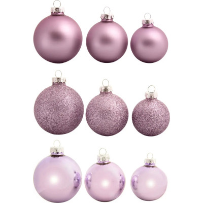 Елочная игрушка House Of Seasons Стеклянные шарики 26 шт D7 см D6 см D5 см Сиреневые (8720362102854) Винница - изображение 1