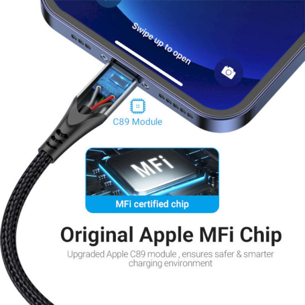 Кабель Vention USB 2.0 A - Lightning Cable 1M Gray Aluminum Alloy Type LABHF Одеса - фото 3