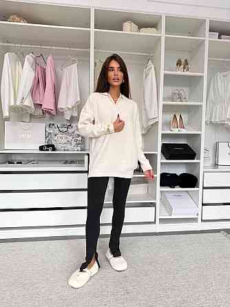 Стильный женский удлиненный оверсайз свитер с воротником поло Одесса