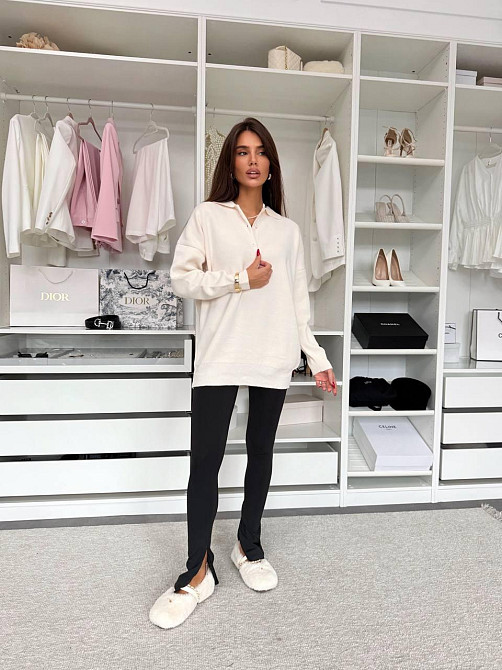 Стильный женский удлиненный оверсайз свитер с воротником поло Одесса - изображение 5