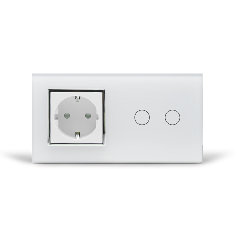 LIVOLO Сенсорний вимикач 2 сенсора 1 розетка Livolo білий хром скло (VL-C702/C7C1EU-11C) Коломыя - изображение 2