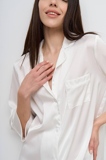 Жіноча нічна сорочка подовжена шовкова Айворі L Харків - фото 5