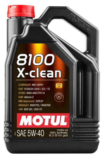 Motul 8100 X-clean 5W-40 5L — Премиальное синтетическое моторное масло для современных бензиновых и дизельных двигателей с DPF и т Ковель - изображение 1