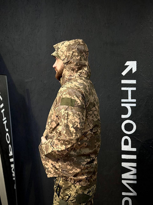 Тактична куртка піксель ріп-стоп чоловіча з капюшоном, поліестером, сіткою, водозахисна Львів - фото 10