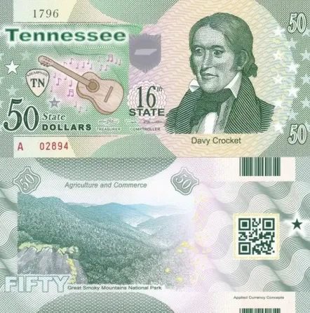 Fantasy/США — 50 Dollars 2014 — 16th state Tennessee — Polymer — Сувенір — UNC Полтава