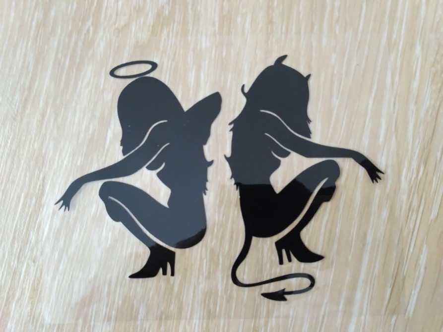 Наклейки на авто Чортенок та Ангелочок Чорна Тюнін Київ - фото 1